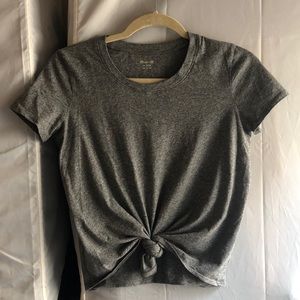 Madewell Grey Tie-front T-shirt